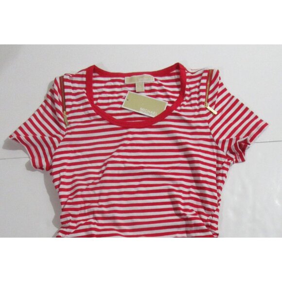 Michael Kors Womens Ruched Scrunch Shirt Macintosh Red Size Small NWT - Picture 2 of 5